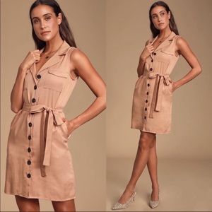 LULU’s Tenino Blush Pink Collared Button-Down Sleeveless Tank Dress